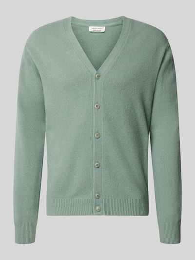 Produktfoto, Cardigan aus Woll-Mix mit V-Ausschnitt Modell 'KARL' von Casual Friday, Regular Fit, Knopfleiste, mintgrün, feine Strickstruktur