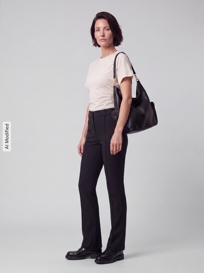 OPUS PANTS Relaxed Fit Gerade Hose aus Viskose-Mix Modell 'Luane Long' Black 1