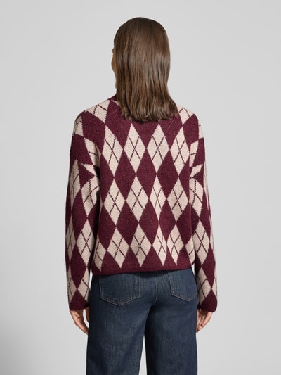 B.Young Oversized gebreide pullover met ribboorden, model 'Nafta' Bordeaux - 5