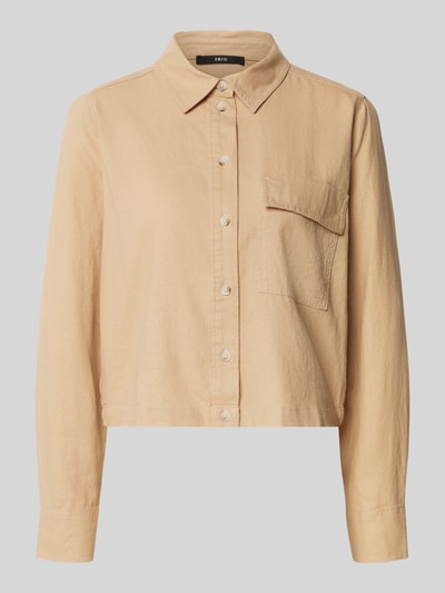 Zero Linnen jack met platte kraag Zand - 2