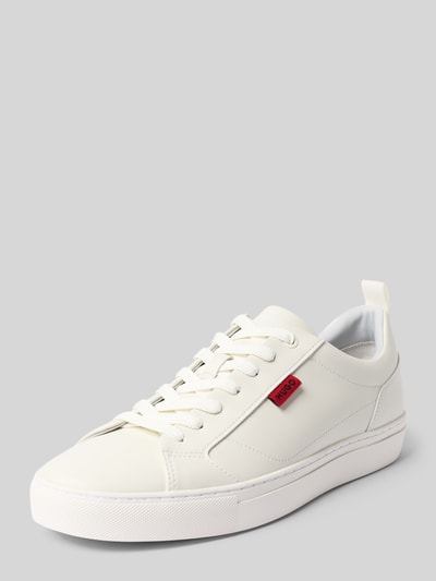 Produktfoto, Sneaker mit Zugschlaufe Modell 'Morrie' von HUGO in Weiß mit Abgerundete-Spitze, Schnürverschluss, Label-Detail, strukturierte Sohle, Schafthöhe 7 cm, Größe 45
