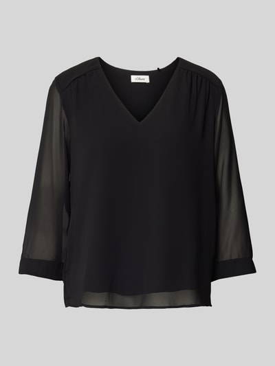 s.Oliver BLACK LABEL Regular fit blouse met lange mouwen en plooien Zwart - 2