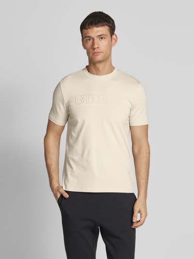 Guess Activewear T-Shirt mit Label-Print Modell 'ALPHY' Beige 4