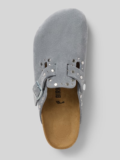 Birkenstock Clogs aus echtem Leder mit Ziernieten Modell 'Boston Rivet' Hellgrau 3