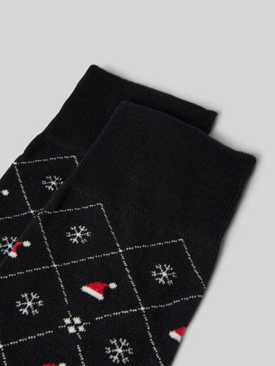 Burlington Socken mit Label-Detail Modell 'X-Mas Argyle' Black 2