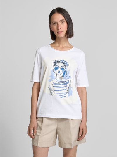 Oui T-shirt met motiefprint Offwhite - 4