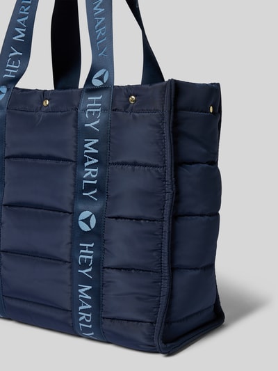 Hey Marly Shopper met doorgestikte naden en labeldetails, model 'Best Buddy' Donkerblauw - 3