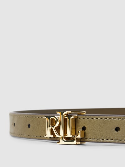 Lauren Ralph Lauren Leren riem met labelapplicatie, model 'REV' Olijfgroen - 2