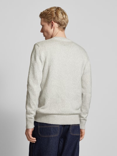 Pepe Jeans Gebreide pullover met labelstitching, model 'LUKA' Zilver - 5