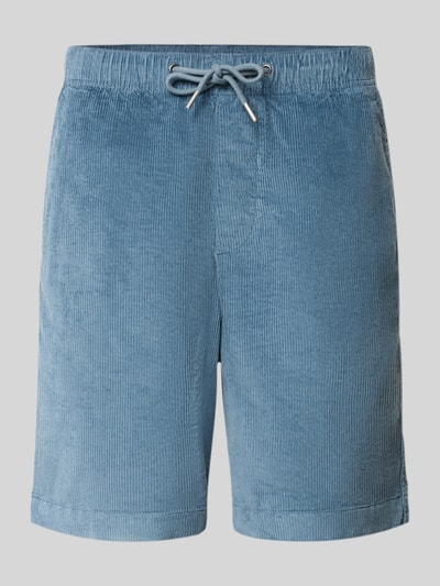 Produktfoto, Regular Fit Sweatshorts aus Baumwoll-Mix von SELECTED HOMME in Hellblau, Cordstruktur, elastischer Bund mit Tunnelzug, unifarben, Gesäß- und seitliche Eingrifftaschen