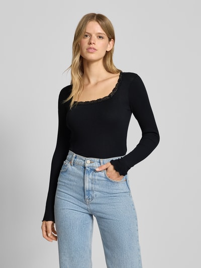 Only Slim fit shirt met lange mouwen van puur katoen, model 'XENA' Zwart - 4