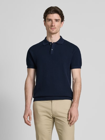 Christian Berg Men Poloshirt mit gerippten Abschlüssen Marine 4