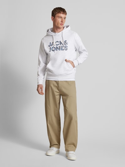 Jack & Jones Hoodie mit Label-Print Modell 'BRYAN' Hellgrau Melange 1