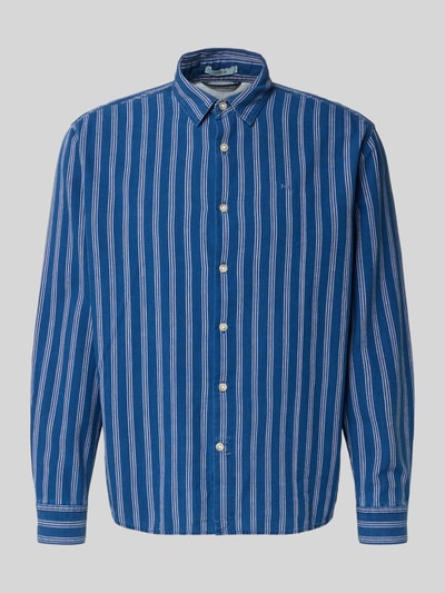 Produktfoto, Regular Fit Jeanshemd aus reiner Baumwolle Modell 'PAXTON' van Pepe Jeans met all-over streepmotief, denimlook, kentkraag, doorlopende knoopsluiting, labelpatch, lange mouw, sportmanchet, materiaal: puur katoen
