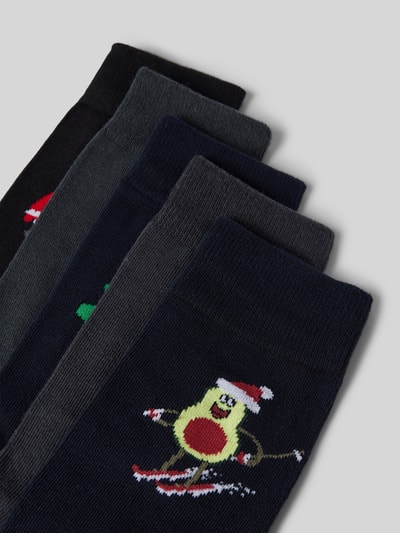 Jack & Jones Sokken met labeldetail in een set van 5 paar, model 'XMAS ELEMENTS' Marineblauw - 2