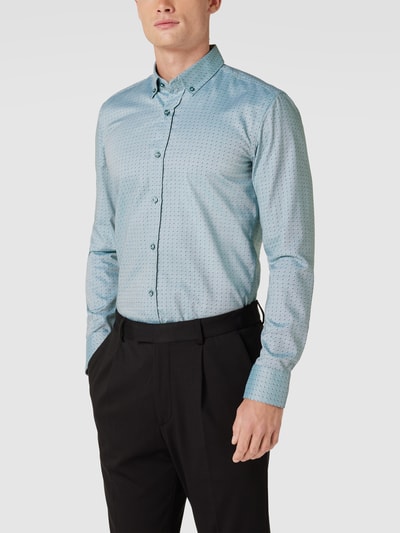 BOSS Slim Fit Business-Hemd mit Allover-Muster Modell 'Hank' Grün 4