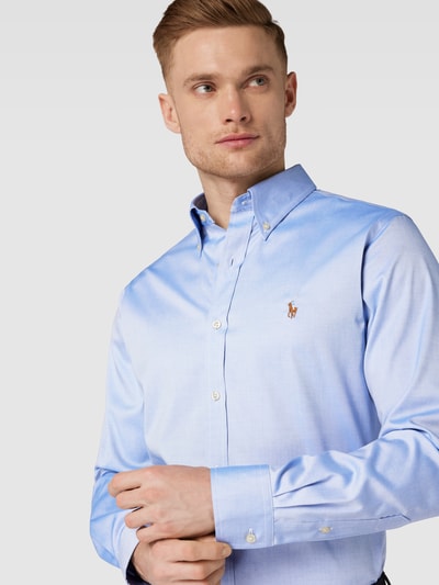 Polo Ralph Lauren Slim fit zakelijk overhemd met labelstitching Bleu - 3