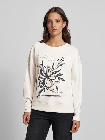 Christian Berg Woman Sweatshirt mit Motiv- und Statement-Print Ecru 4