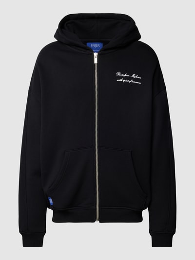 PEQUS Sweatjacke aus Baumwolle mit Statement-Print Modell 'Mykonos' Black 2