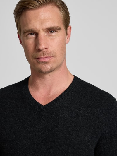 Christian Berg Men Strickpullover aus Wolle-Kaschmir-Mix mit V-Ausschnitt Anthrazit Melange 3