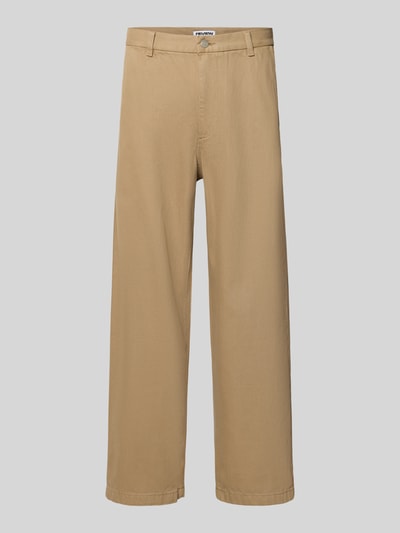 Produktfoto, Straight Fit Jeans aus reiner Baumwolle von REVIEW in Beige, sichtbare Eingrifftaschen, Knopf- und Reißverschluss, glatte Textur