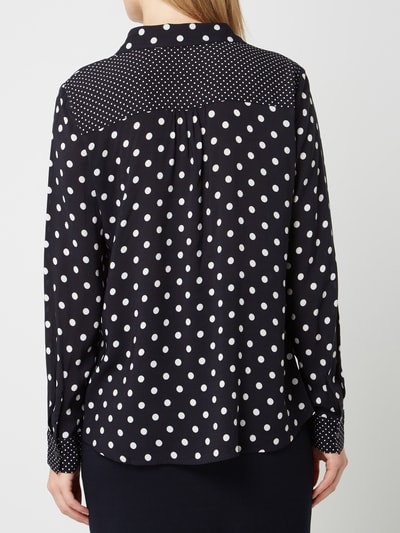 Damen Punkte Hemd Langarm - Schwarz Weiß Polka Dots Bluse Lässig Locker