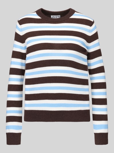 Jake*s Casual Regular Fit Pullover mit gestreiften Muster Schoko 2