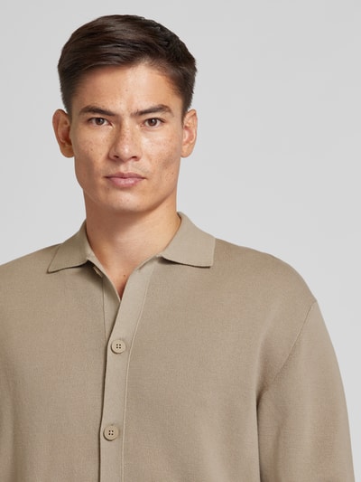 JAKE*S STUDIO MEN Cardigan mit Umlegekragen Khaki 3