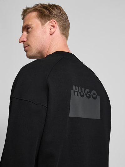 HUGO Regular Fit Sweatshirt aus reiner Baumwolle Modell 'DELASTCREW' Black 3