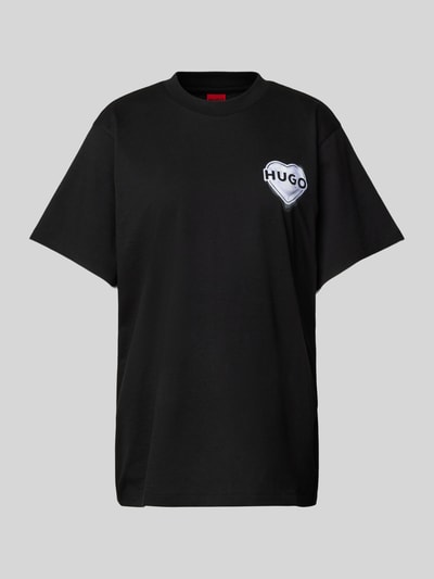 HUGO T-shirt met labelprint Zwart - 2