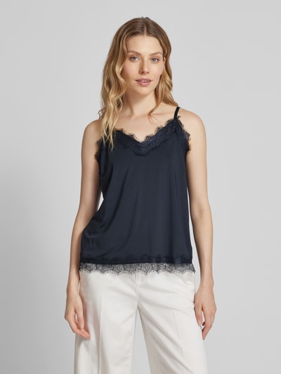 FREE/QUENT Top met bandjes en franjes, model 'BICCO' Donkerblauw - 4