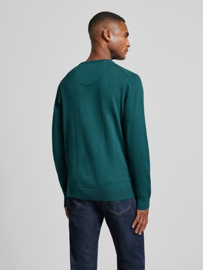 Christian Berg Men Gebreide pullover met V-hals Metallic groen gemêleerd - 5