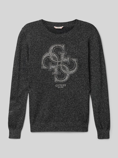 Guess Regular Fit Pullover aus Viskose-Mix in Strick-Optik Black 1