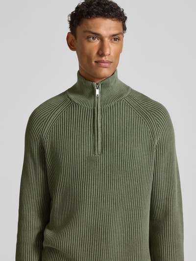 MCNEAL Gebreide pullover met ribboorden Olijfgroen - 3