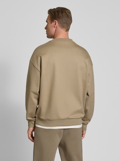 HUGO Sweatshirt met labelprint, model 'Dinex' Lichtbruin - 5