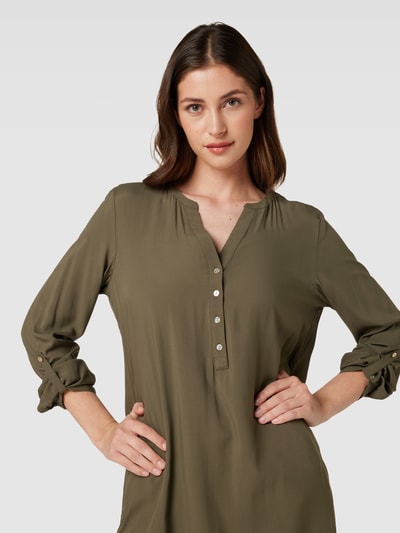 Montego Lange blouse van pure viscose met korte knoopsluiting Rietgroen - 3