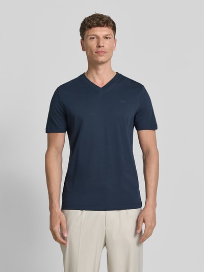s.Oliver RED LABEL męski t-shirt o kroju regular fit z czystej bawełny Granatowy 4