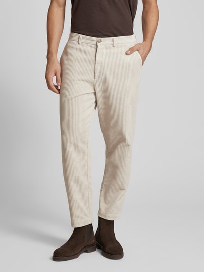 Casual Friday Regular fit corduroy broek met riemlussen, model 'Pepe' Offwhite - 4