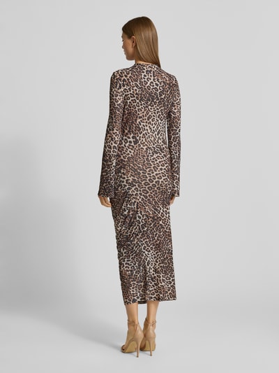 HUGO Slim Fit Midikleid aus elastischem Mesh-Krepp Hellbraun 5