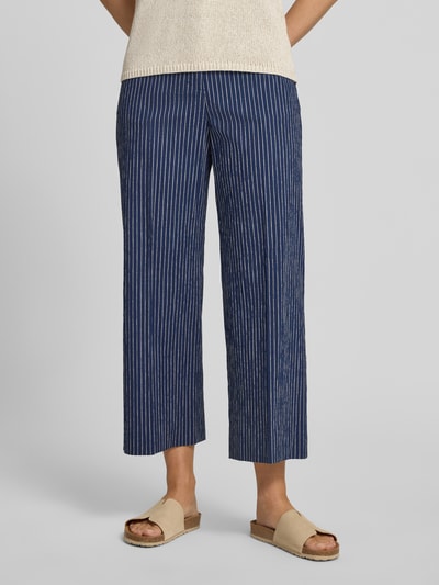 Weekend Max Mara Spodnie o kroju regular fit z mieszanki bawełny i lnu, szerokie, model 'MARINA' Granatowy 4