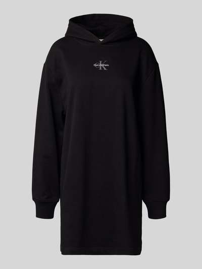 Calvin Klein Jeans Sukienka o kroju relaxed fit z kapturem i wyhaftowanym logo model ‘Terry’ Czarny 2