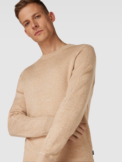 BOSS Gebreide pullover met ronde hals, model 'Onore' Beige - 3