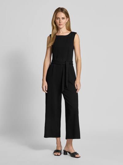 Jake*s Collection Jumpsuit mit Bindegürtel und Rundhalsausschnitt Black 4