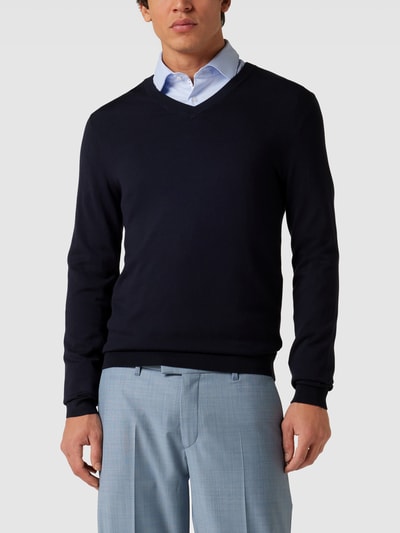 MCNEAL Gebreide pullover met geribde V-hals Marineblauw - 4