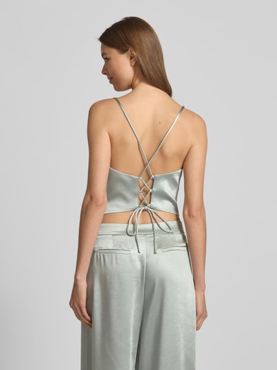 Jake*s Cocktail Crop Top mit Wasserfallausschnitt und Schnürung Lind Melange 5