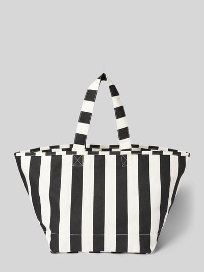 Produktfoto, Shopper im Allover-Look Modell 'JUNO' von Barts, czarno-białe pionowe pasy, bawełna, Szerokość w rozmiarze 1: 35 cm, długość: 37 cm, głębokość: 35 cm, długość paska na ramię: 57 cm