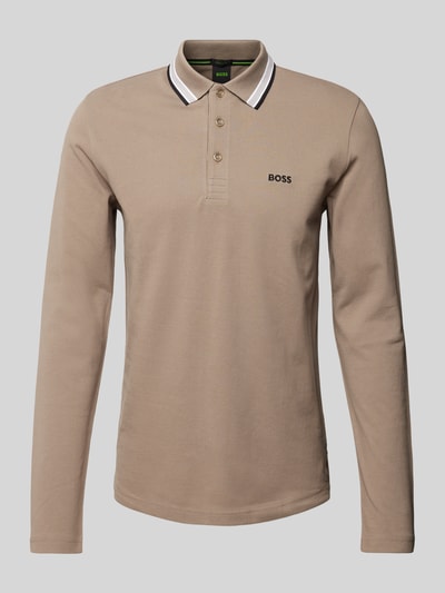 BOSS Green Regular Fit Poloshirt mit Label-Stitching Khaki 2