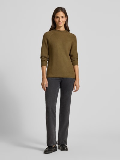 Soyaconcept Gebreide pullover met ribboorden, model 'KANITA' Olijfgroen gemêleerd - 1