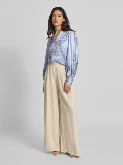 Neo Noir Slim fit blouse met tuniekkraag, model 'Massima' Lichtblauw - 1