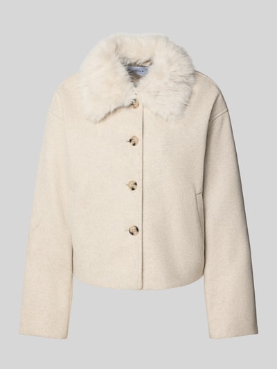 Vila Kurtka o kroju regular fit z obszyciem ze sztucznego futra model ‘Quinn’ Beżowy 2